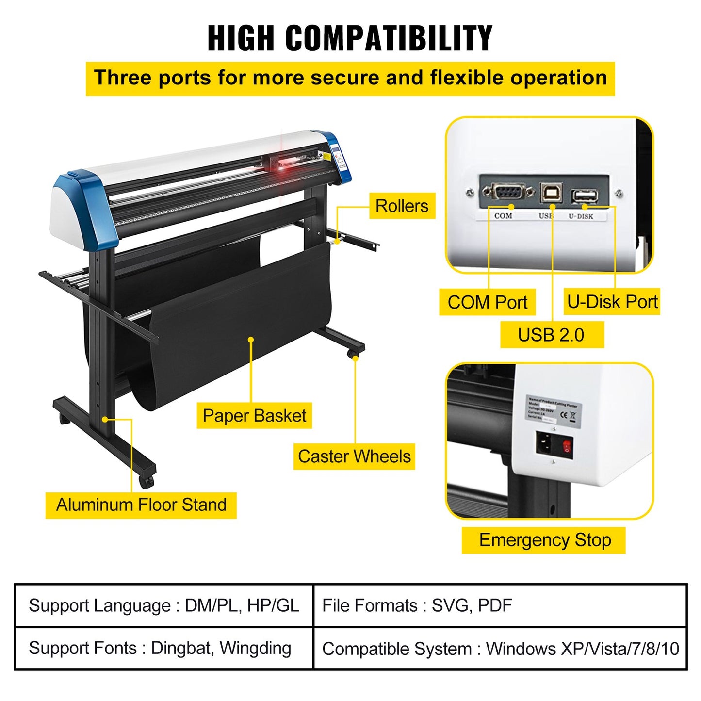 53-Inch Automatic Contour Vinyl Cutter Plotter Force & Speed Adjustable Sign Cutting With Floor Stand & Signmaster Software