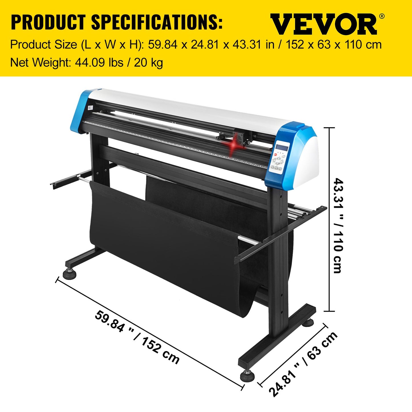 53-Inch Automatic Contour Vinyl Cutter Plotter Force & Speed Adjustable Sign Cutting With Floor Stand & Signmaster Software