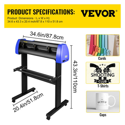 Vinyl Cutter, 28" Vinyl Cutter Machine with 20 Blades, Maximum Paper Feed 720mm Vinyl Plotter Cutter Machine with Sturdy Floor Stand Adjustable Force and Speed for Sign Making