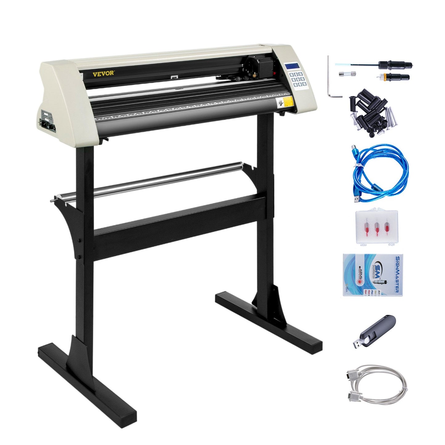 Vinylschneider, 28 Zoll Vinyl-Schneidemaschine, 720 mm Papierzufuhr, Vinyl-Plotter-Schneidemaschine mit stabilem Bodenständer zum Schneiden von Papier, Weiß