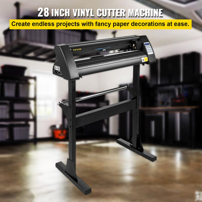 Vinyl Cutter 28 Inch Vinyl Cutter Machine 720mm Paper Feed Vinyl Plotter Cutter Machine with Sturdy Floor Stand for Cutting Paper Black