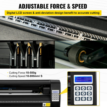 Vinyl Cutter 28 Inch Vinyl Cutter Machine 720mm Paper Feed Vinyl Plotter Cutter Machine with Sturdy Floor Stand for Cutting Paper Black