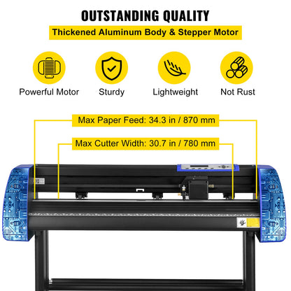 Vinyl Cutter 870 mm Vinyl Cutter Machine Maximum Paper Feed 34 Inch Vinyl Plotter Cutter Machine with Sturdy Floor Stand Adjustable Power and Speed for Sign Making Vinyl Plotter