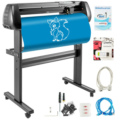 34-Zoll-Vinyl-Schneidemaschine, einfacher Vinyl-Plotter-Schneideplotter mit Ständer, einstellbare Kraftgeschwindigkeit, Schilderherstellung