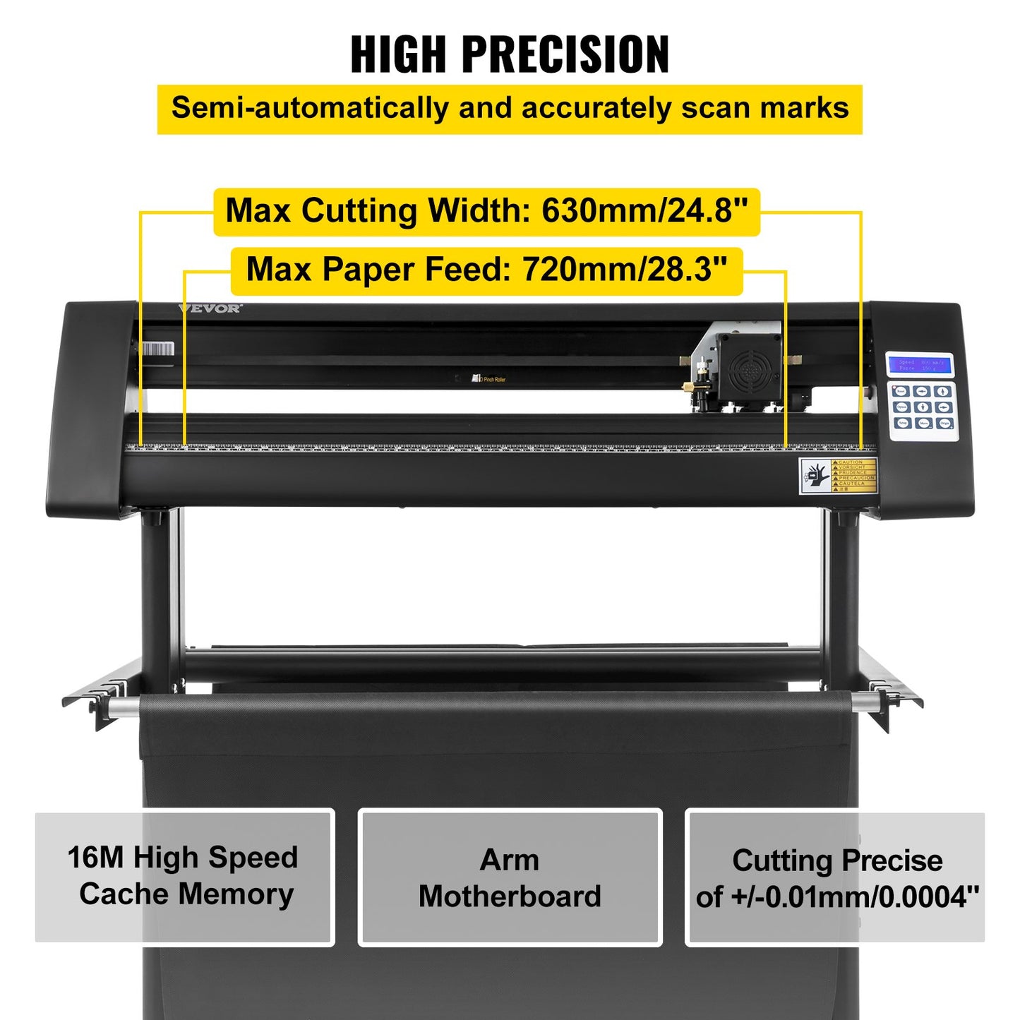 Vinyl cutter, 720mm vinyl plotter, LED screen plotter cutter, semi-automatic built-in optical eye, compatible with SignCut software for Mac and Windows systems with stand