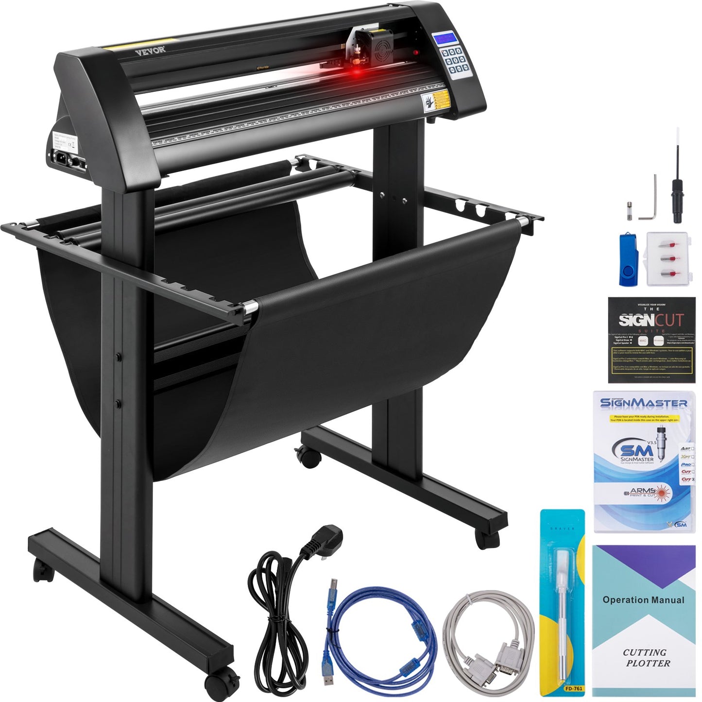 Vinyl cutter, 720mm vinyl plotter, LED screen plotter cutter, semi-automatic built-in optical eye, compatible with SignCut software for Mac and Windows systems with stand