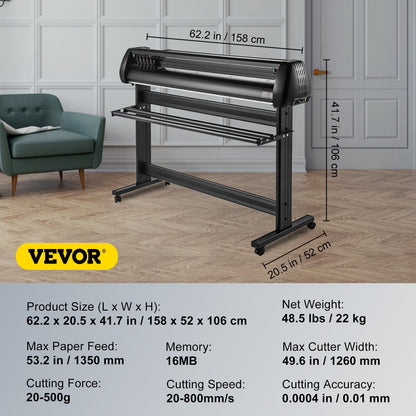 Vinyl Cutter, 53inch Vinyl Cutter Plotter with Stand, Adjustable Speed Force for Sign Making Vinyl Plotter, SignMaster Software Vinyl Tape Tools Vinyl Printer Available with COM/USB/Bluetooth