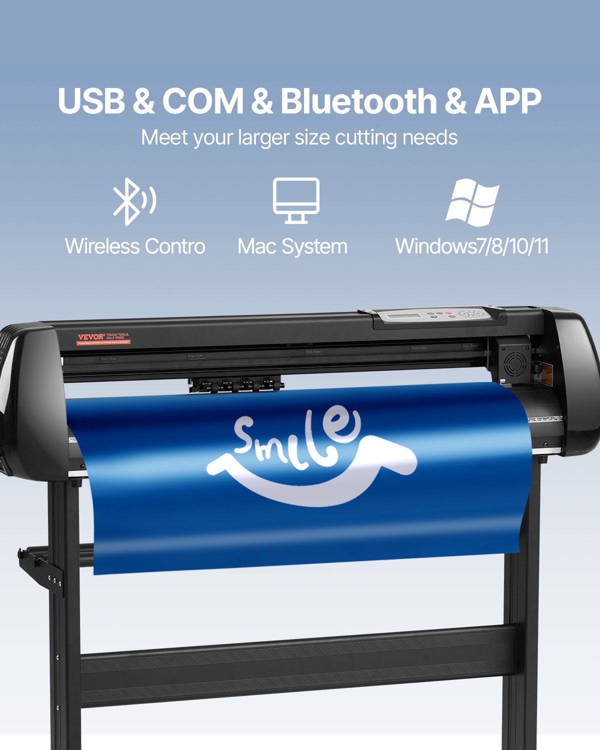 Vinyl Cutter Machine, 34in Offline Bluetooth Cutting Plotter Machine, 400in/10m Steel Roller Shaft Adjustable Speed Force, SignMaster Software Tool DIY Craft Kit for Sign Making Windows & Mobile