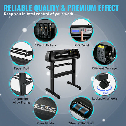 Vinyl Cutter Machine, 28-inch Cutting Plotter, Offline Cutting Machine Kit Mobile Bluetooth, Precise Roller Axis High Precision Adjustable Speed and Force, DIY SignMaster Software Blade for Windows