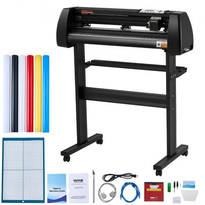 Vinyl Cutter Machine, 28inch Vinyl Plotter, LCD Display Plotter Cutter, Adjustable Double-Spring Pinch Rollers Sign Cutting Plotter, Plotter with Signmaster Software for Design and Cut
