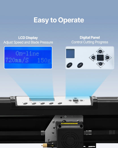 Vinyl Cutter Machine, 28inch Vinyl Plotter, LCD Display Plotter Cutter, Adjustable Double-Spring Pinch Rollers Sign Cutting Plotter, Plotter with Signmaster Software for Design and Cut