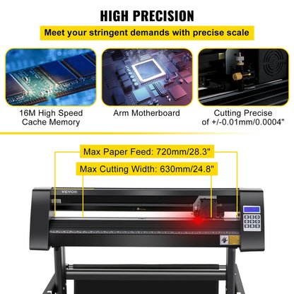 Vinyl cutter, 720mm vinyl plotter, LED screen plotter cutter, semi-automatic built-in optical eye for precise control, compatible with SignMaster software for Windows systems with stand