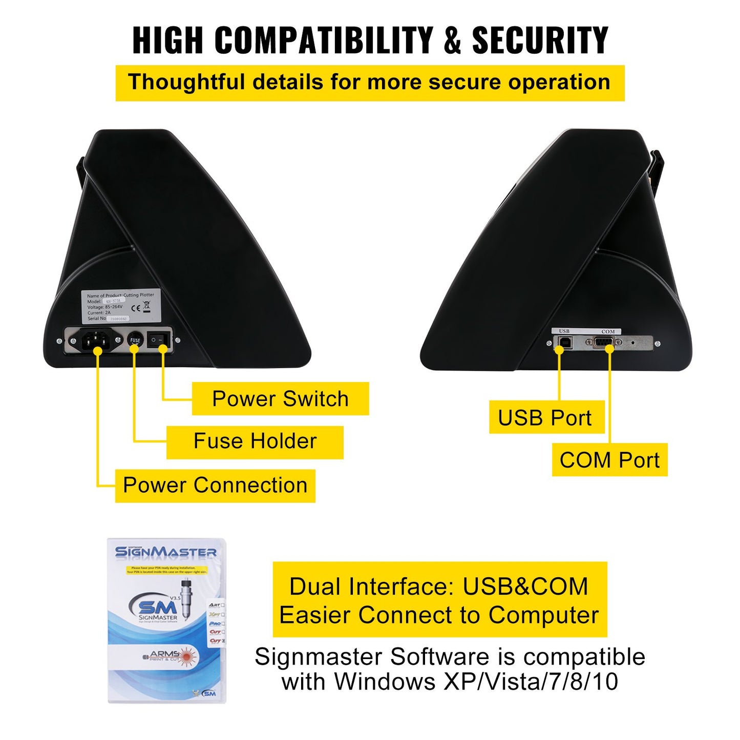 Vinyl cutter, 720mm vinyl plotter, LED screen plotter cutter, semi-automatic built-in optical eye for precise control, compatible with SignMaster software for Windows systems with stand