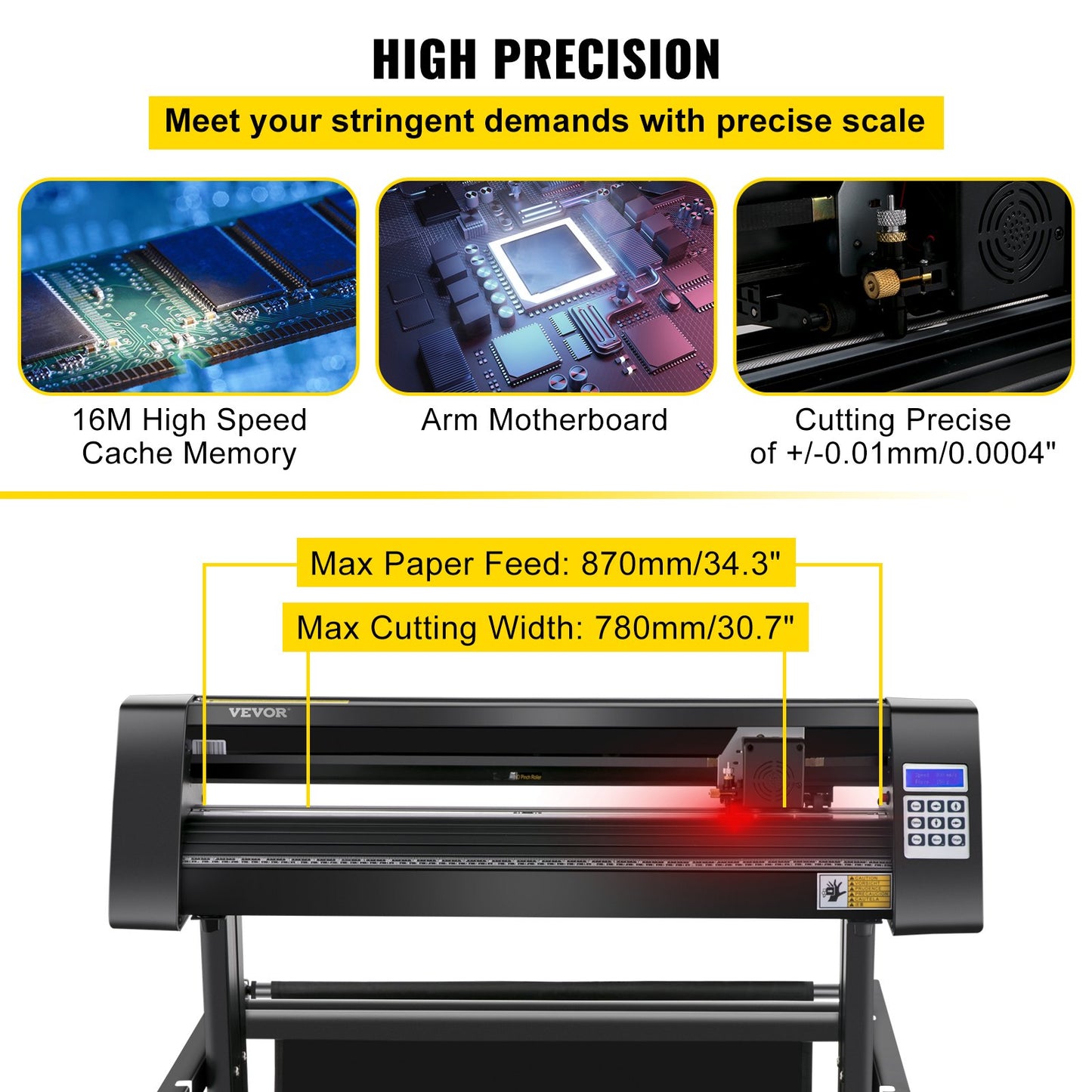 Vinylschneider, 870 mm Vinylplotter, LED-Bildschirmplotterschneider, halbautomatisches integriertes optisches Auge für präzise Führung, kompatibel mit SignMaster-Software für Windows-Systeme mit Ständer
