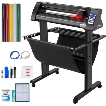 Vinylschneider, 870 mm Vinylplotter, LED-Bildschirmplotterschneider, halbautomatisches integriertes optisches Auge für präzise Führung, kompatibel mit SignMaster-Software für Windows-Systeme mit Ständer