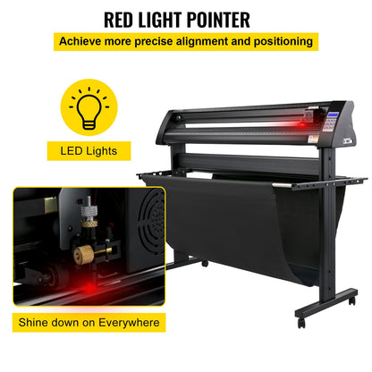 Vinyl cutter, 1350mm vinyl plotter, LED screen plotter cutter, semi-automatic built-in optical eye, compatible with SignMaster software for Windows systems with stand