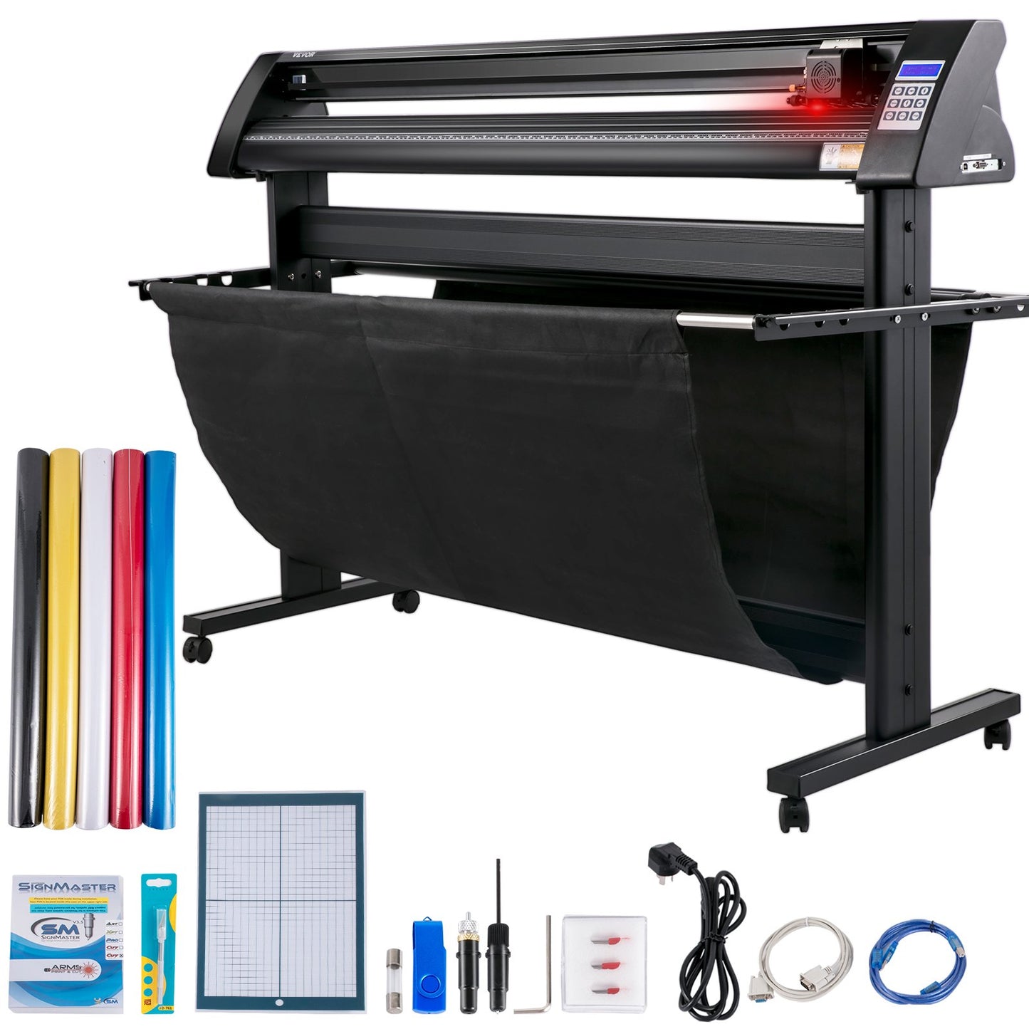 Vinyl cutter, 1350mm vinyl plotter, LED screen plotter cutter, semi-automatic built-in optical eye, compatible with SignMaster software for Windows systems with stand
