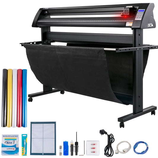 Vinyl cutter, 1350mm vinyl plotter, LED screen plotter cutter, semi-automatic built-in optical eye, compatible with SignMaster software for Windows systems with stand