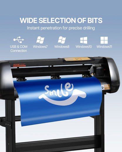 Vinyl Cutter Machine, Upgraded 28 Inch Paper Feed Cutting Plotter Bundle, Adjustable Force & Speed Vinyl Printer with Powerful Stepper Motors, Signmaster Software Compatible with Windows System