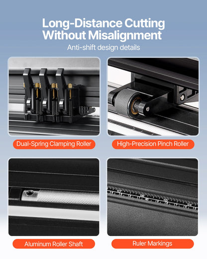 Vinyl Cutter Machine, Upgraded 28 Inch Paper Feed Cutting Plotter Bundle, Adjustable Force & Speed Vinyl Printer with Powerful Stepper Motors, Signmaster Software Compatible with Windows System