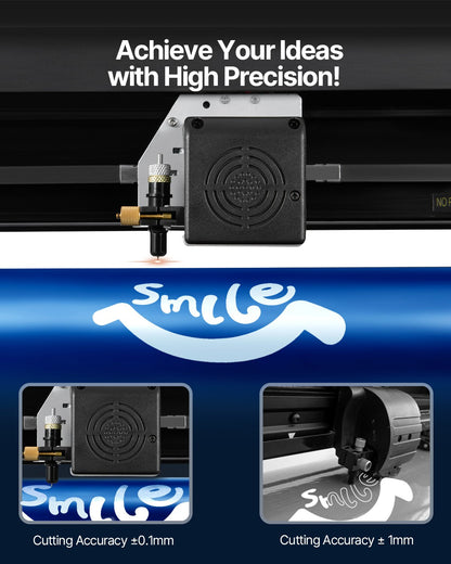 Vinyl Cutter Machine, Upgraded 28 Inch Paper Feed Cutting Plotter Bundle, Adjustable Force & Speed Vinyl Printer with Powerful Stepper Motors, Signmaster Software Compatible with Windows System