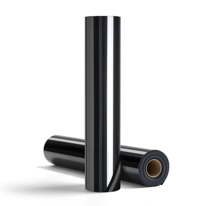 Heat Transfer Vinyl, 12 in x 25 ft, Glossy Black HTV Iron on Vinyl Roll, Easy to Cut and Weed, Strong Adhesion, Compatible with Cutting Machines, for Various Materials, T-shirts, Pillows, Hats