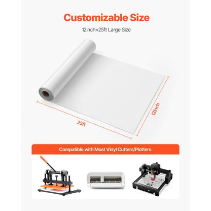 Värmeöverföringsvinyl HTV Strykvinylrulle 304,8 x 7260 mm Glansig vit |  EU