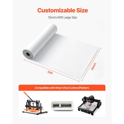 Värmeöverföringsvinyl HTV Strykvinylrulle 304,8 x 15240 mm Glansig vit |  EU