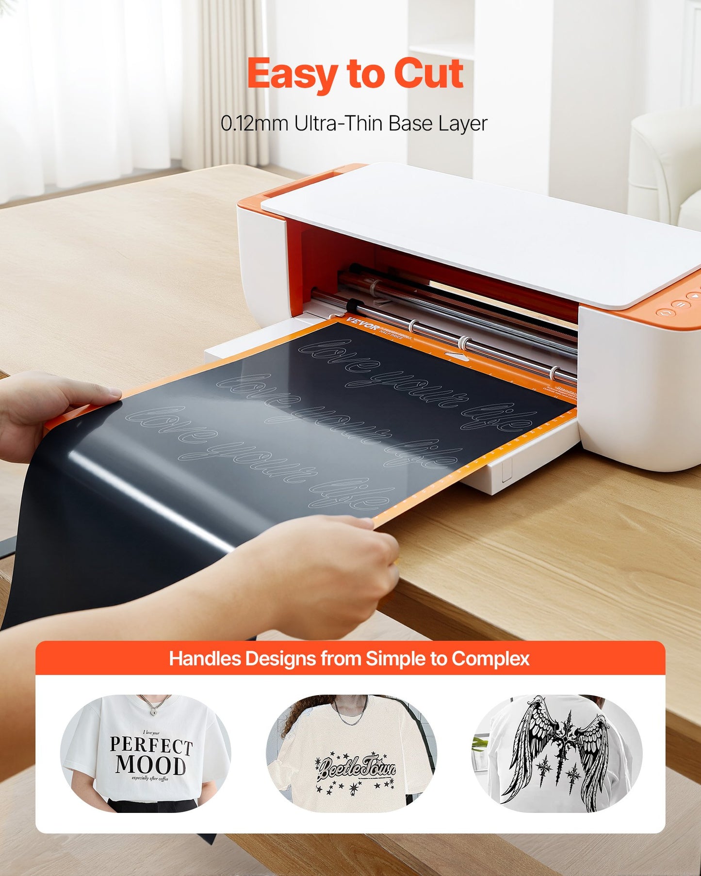 Heat Transfer Vinyl, 12 in x 50 ft, Glossy Black HTV Iron on Vinyl Roll, Easy to Cut and Weed, Strong Adhesion, Compatible with Cutting Machines, for Various Materials, T-shirts, Pillows, Hats