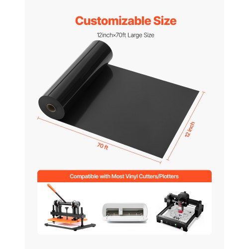 Värmeöverföringsvinyl HTV Strykvinylrulle 304,8 x 21336 mm Glansig svart |  EU