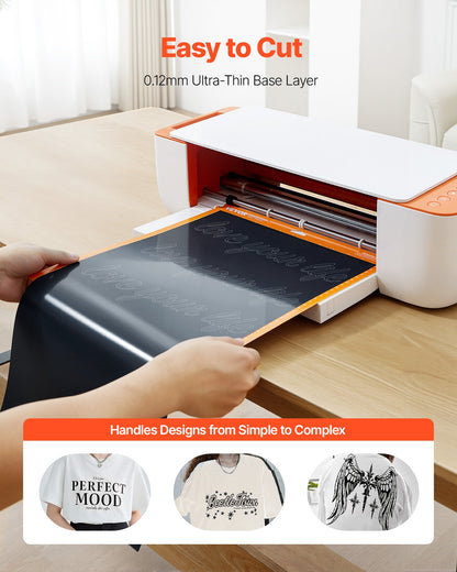 Heat Transfer Vinyl, 12 in x 70 ft, Glossy Black HTV Iron on Vinyl Roll, Easy to Cut and Weed, Strong Adhesion, Compatible with Cutting Machines, for Various Materials, T-shirts, Pillows, Hats