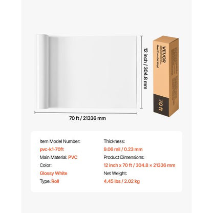 Wärmeübertragungsvinyl HTV Aufbügelbare Vinylrolle 304,8 x 21336 mm Glänzend Weiß | EU