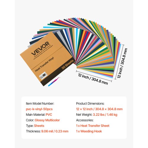 Värmeöverföringsvinyl HTV Stryk-på-vinylpaket 50-pack 304,8 x 304,8 mm |  EU