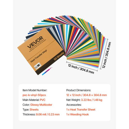 Värmeöverföringsvinyl HTV Stryk-på-vinylpaket 50-pack 304,8 x 304,8 mm |  EU