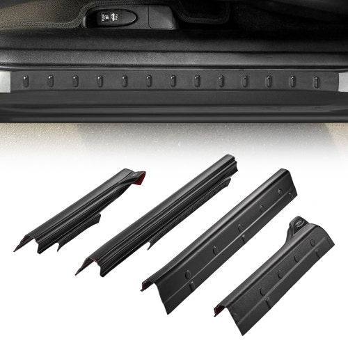Rocker Panel Guard, 4-Piece Set Compatible with 2014-2018 Chevrolet Silverado 1500 Extended Cab, Replacement for 14068 Trail Armor Side Skirts Extension Body Kit, Driver Side, 3M Adhesive, Black