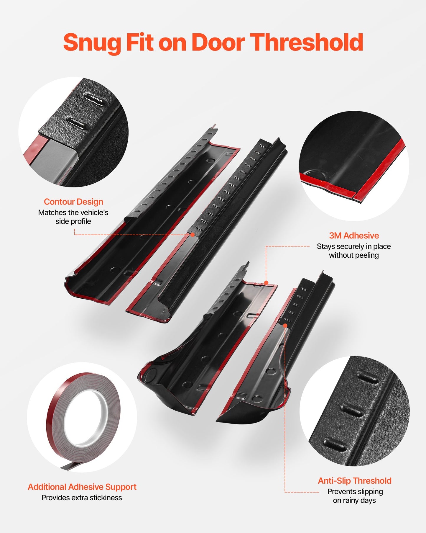 Rocker Panel Guard, 4-Piece Set Compatible with 2014-2018 Chevrolet Silverado 1500 Extended Cab, Replacement for 14068 Trail Armor Side Skirts Extension Body Kit, Driver Side, 3M Adhesive, Black