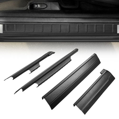 Rocker Panel Guard, 4-Piece Set, Compatible with 1999-2006 Chevrolet Silverado Extended Cab, Replacement for 14089 Trail Armor Side Skirts Extension Body Kit, Driver Side, 3M Adhesive, Black