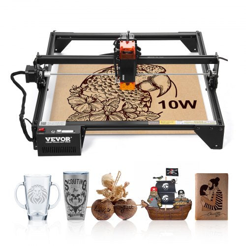 Laser Engraver, 10W Output, Laser Engraving Cutter Machine, 14.9 x 15.7 in/38 x 40 cm Working Area, 10000 mm/min Movement Speed, Compressed Spot with Eye Protection, for Wood, Certain Metal