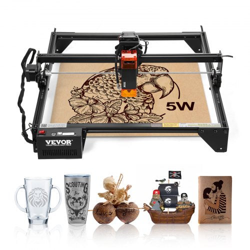 Laser Engraver, 5W Output, Laser Engraving Cutter Machine, 14.9 x 15.7 in/38 x 40 cm Working Area, 10000 mm/min Movement Speed, Compressed Spot with Eye Protection, for Wood, Certain Metal