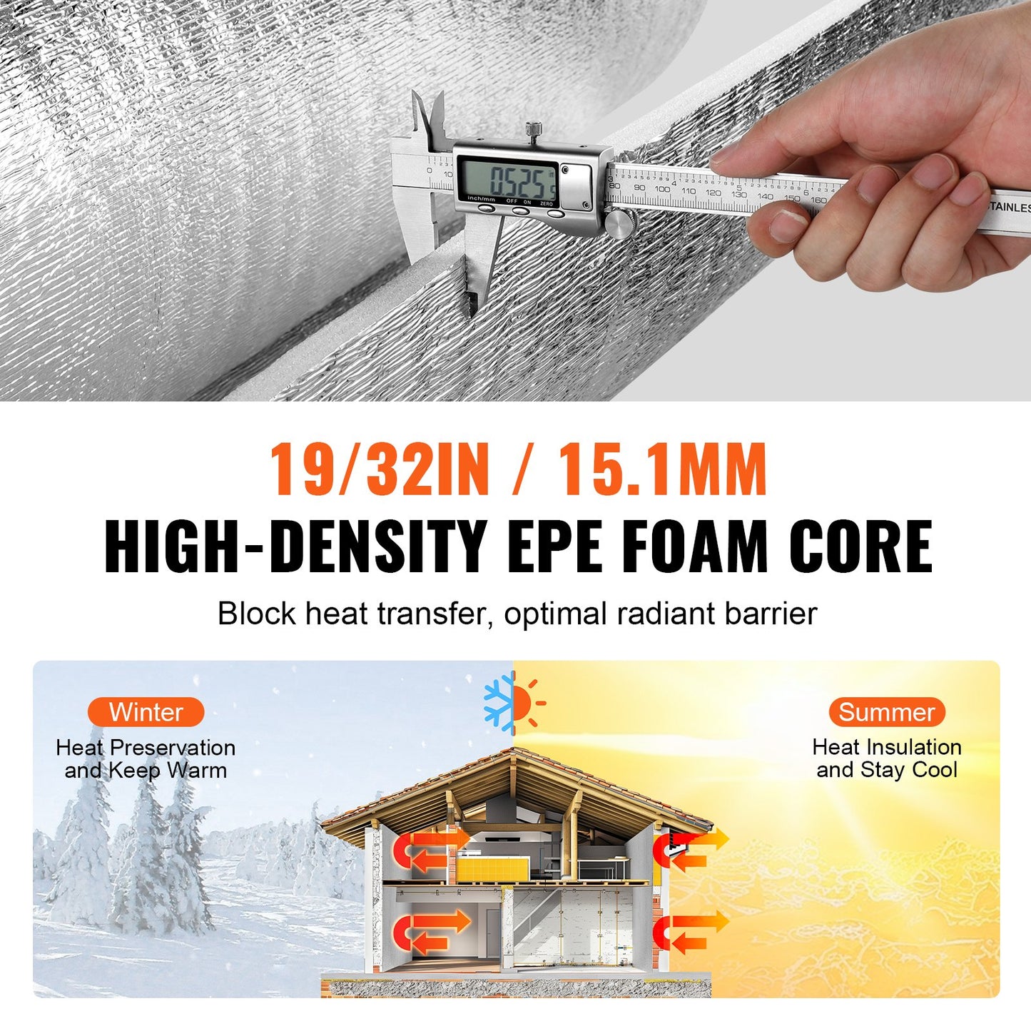 Double Reflective Insulation Roll Foam Core Radiant Barrier 48 inch x 25 foot