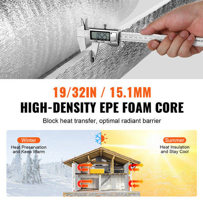 Double Reflective Insulation Roll Foam Core Radiant Barrier 48 inch x 25 foot