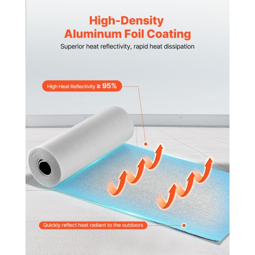 Reflekterande Isoleringsrulle, Värmeisoleringskit för Garageportar för 2 Bilar, 6 mm 5,49 m x 0,61 m, 4 Rullar Aluminiumfolie EPE Skumkärna Strålningsbarriär, Vit PE-Film Värmesköld för Garageportar |  EU