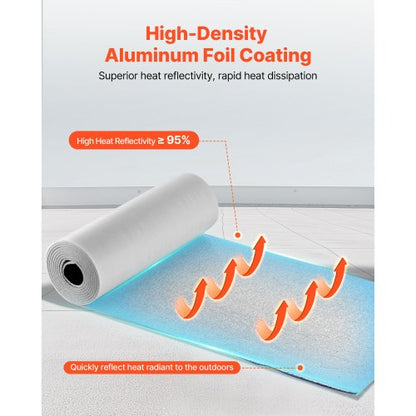Reflekterande Isoleringsrulle, Värmeisoleringskit för Garageportar för 2 Bilar, 6 mm 5,49 m x 0,61 m, 4 Rullar Aluminiumfolie EPE Skumkärna Strålningsbarriär, Vit PE-Film Värmesköld för Garageportar |  EU