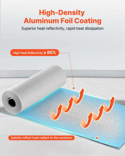Reflective Insulation Roll, 2 Car Garage Door Thermal Insulation Kit, 6mm 24 in x 18 ft, 4 Rolls Aluminum Foil EPE Foam Core Radiant Barrier, White PE Film Heat Shield for Garage Doors