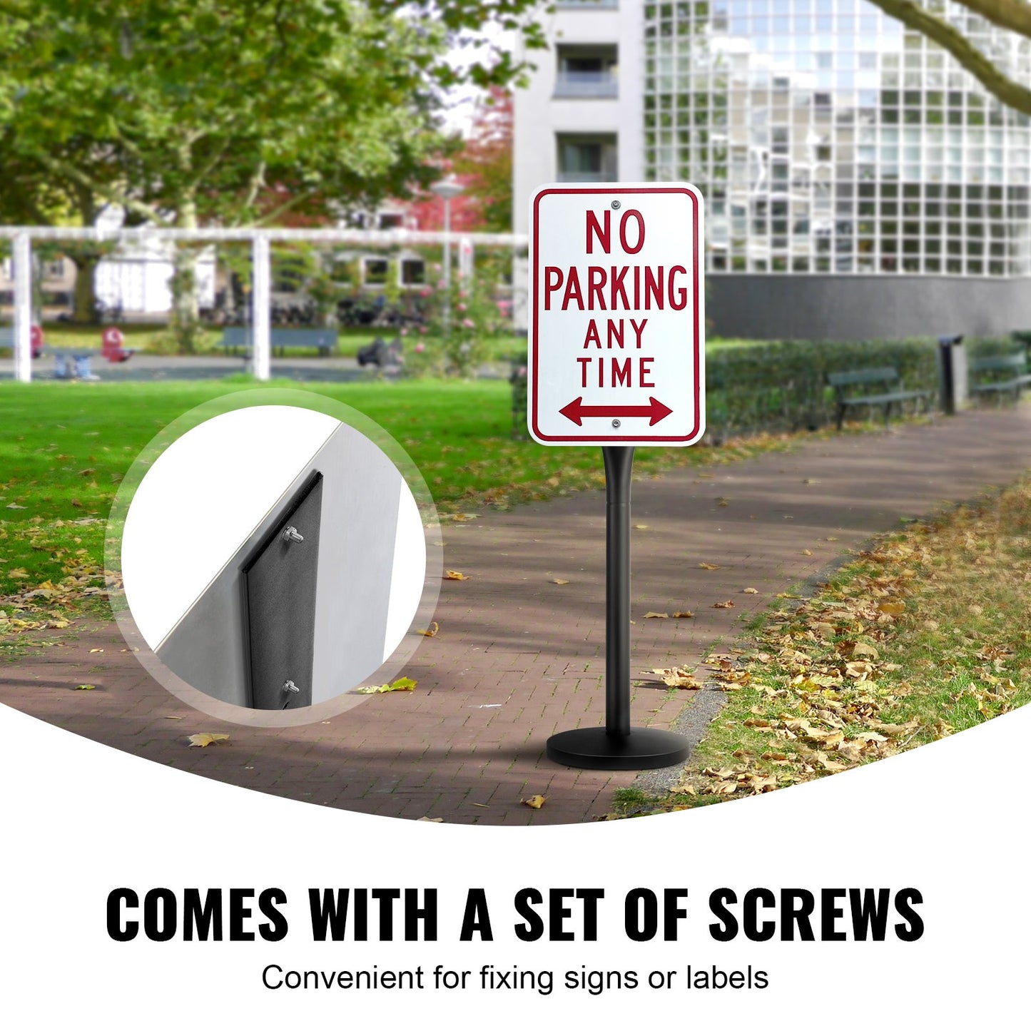 Cast Iron Sign Post, 4 ft Portable Heavy Duty Steel Post Sign Holder with Hard Plastic Base & Wheels, U-Channel Sign Stand for Garden, Courtyard, Farm or Traffic Intersection, Black