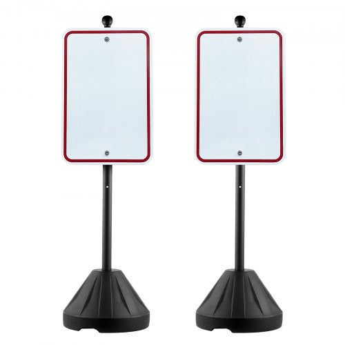 Portable Sign Post, 5 ft Cast Iron Sign Post Holder with Hard Plastic Base & Wheels, Movable Parking Sign Stand for No Parking Street Signs, Handicap Parking Sign, with Base, Bolts Nuts, Black