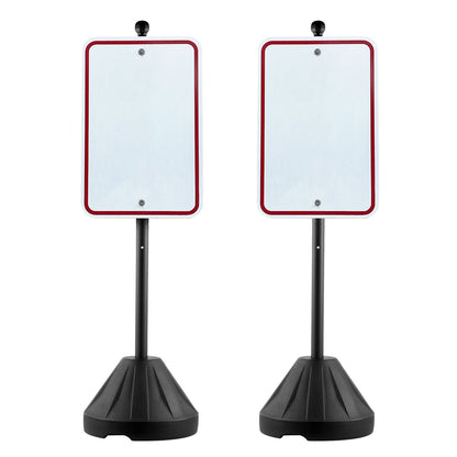 Schilderpfosten aus Gusseisen, 1,5 m, tragbar, U-Kanal-Schildständer mit Rädern, Schwarz