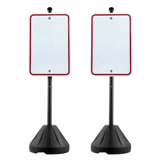 Schilderpfosten aus Gusseisen, 1,5 m, tragbar, U-Kanal-Schildständer mit Rädern, Schwarz