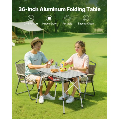 Foldable Portable Camping Table Aluminum Outdoor Picnic Table Mesh Storage | EU