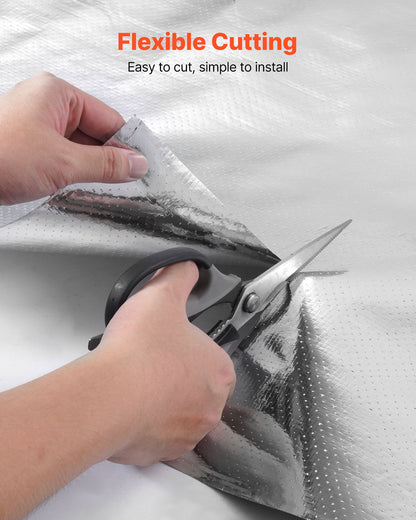 Double Reflective Insulation Roll, Perforated Woven Fabric Radiant Barrier, 0.15mm 48 in x 125 ft, Double-Sided Aluminum Foil Heat Reflective Shield, Thermal Insulation Roll for Window RV Roof